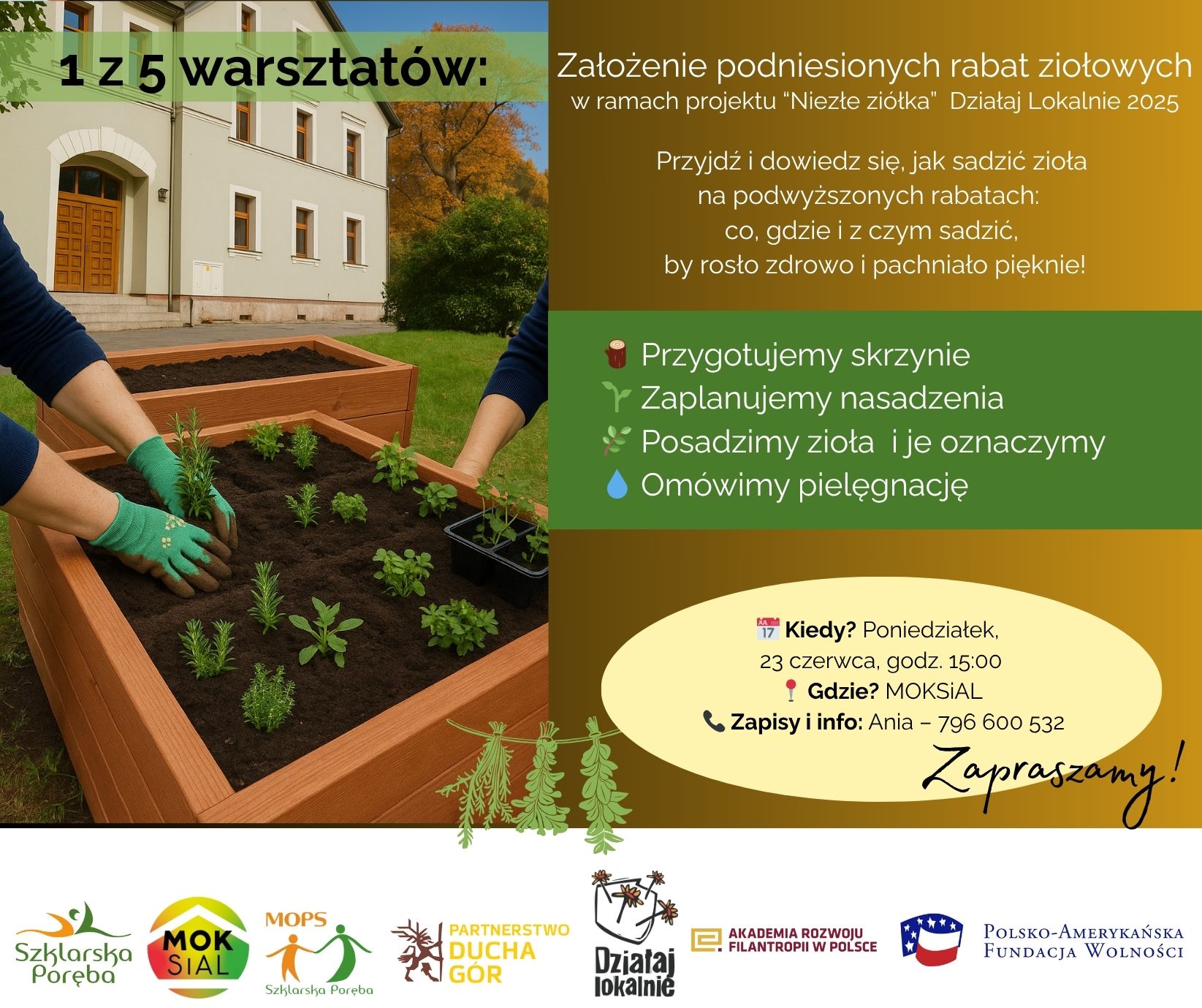 1 z 5 warsztatów Działaj lokalnie Niezłe żiółka Post na Facebooka 2